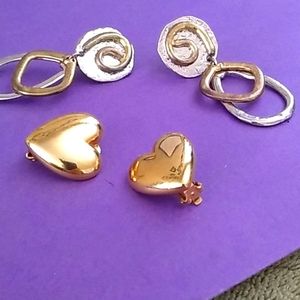 Clip on hearts and loops earrings